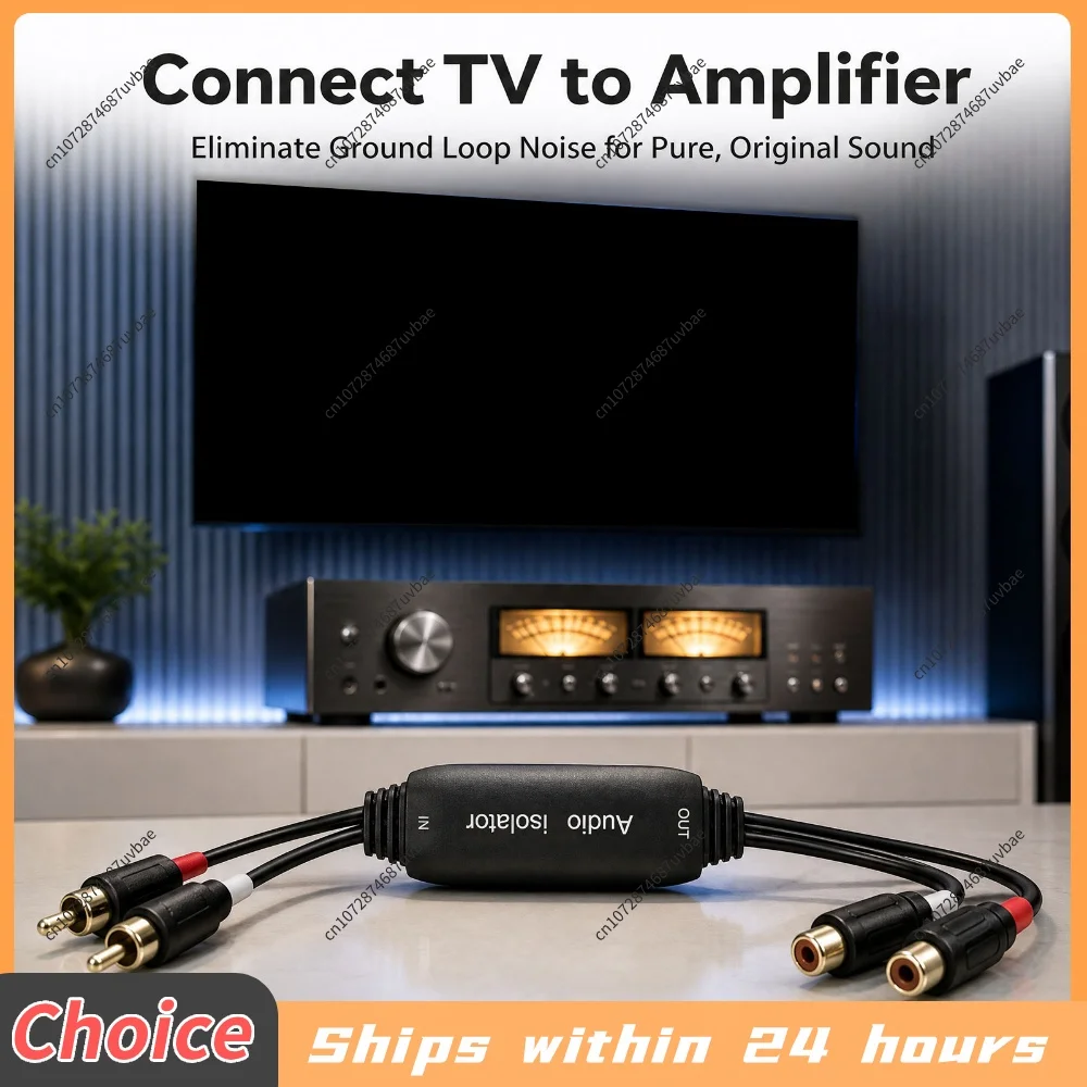 2 Channel Ground Filter Noise Isolator RCA Connectors Audio Hum Eliminator Plug and Play for Home Cars Retro Using