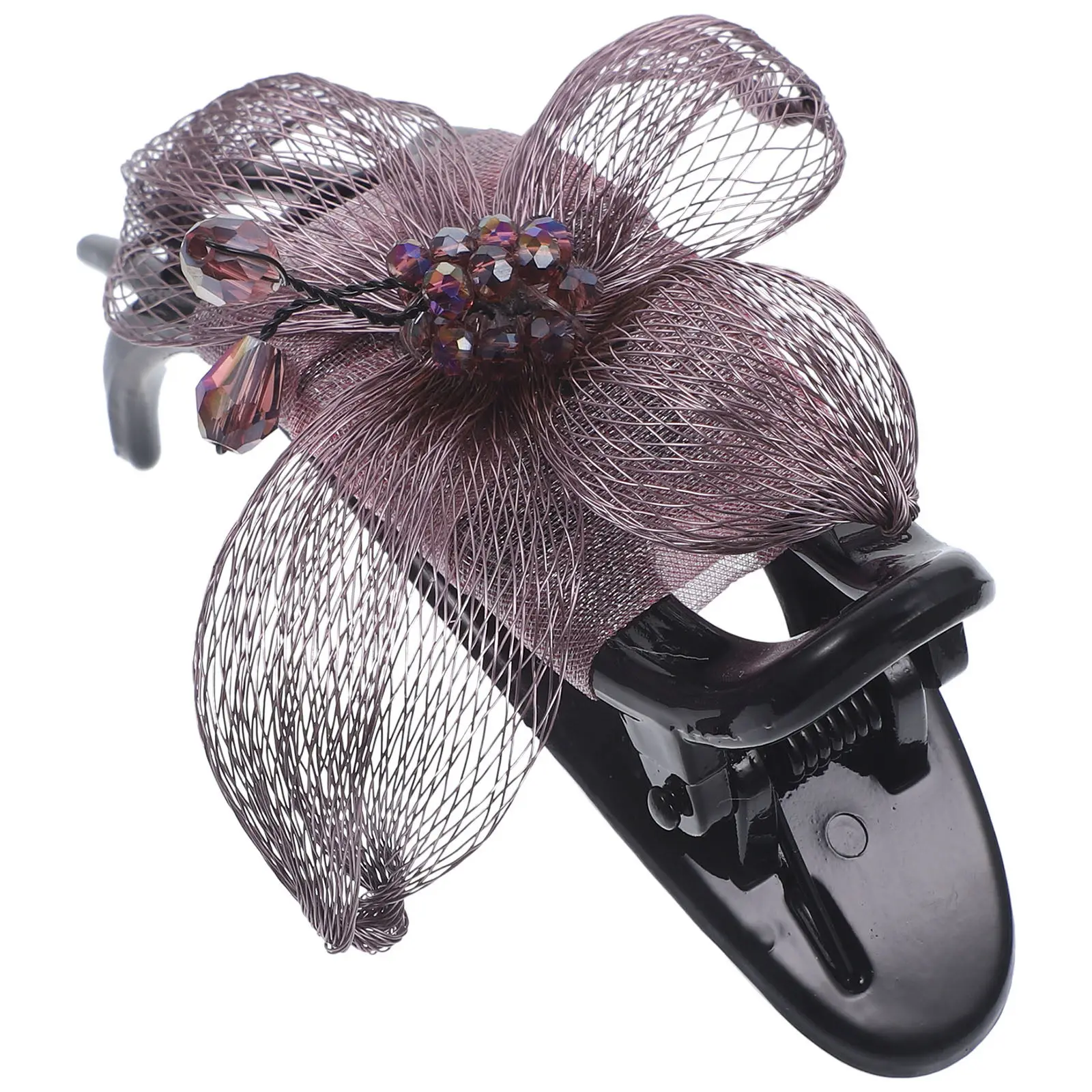Silk Yarn Flower French Hair Clip Duck Bill Barrette for Women Teens Thick Curly Straight Long Hair Styling Accessory Wedding