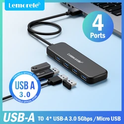 Lemorele 4 Ports USB HUB USB 3.0 Adapter USB Type C HUB High Speed Data Transmission for Laptop Window