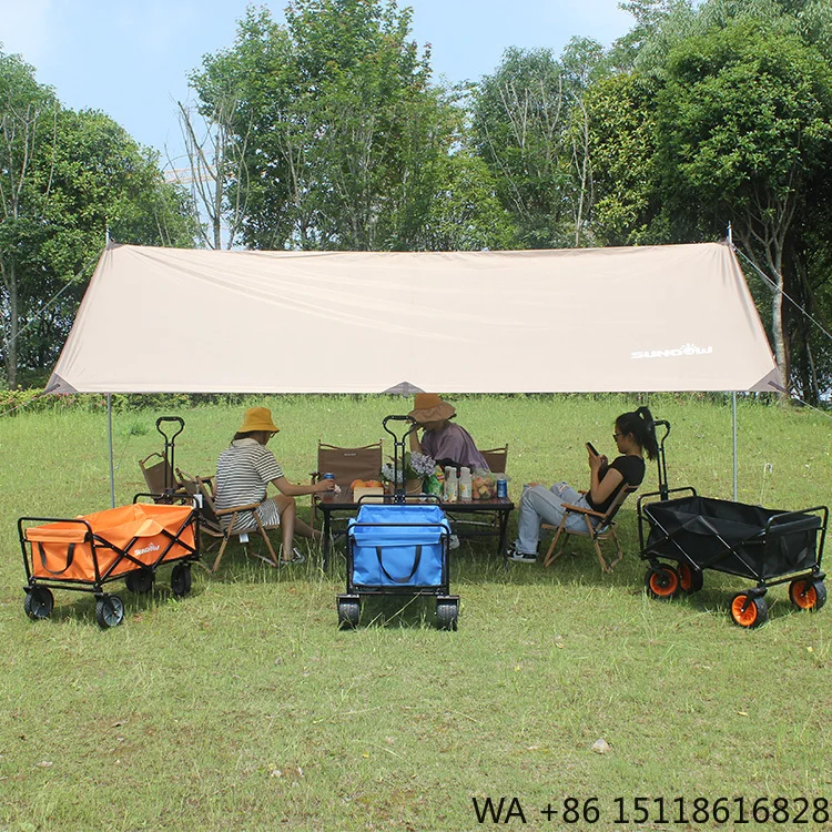 Stable and Large Capacity Long Handle Camping Beach Wagon Cart Foldable Wagon Trolley
