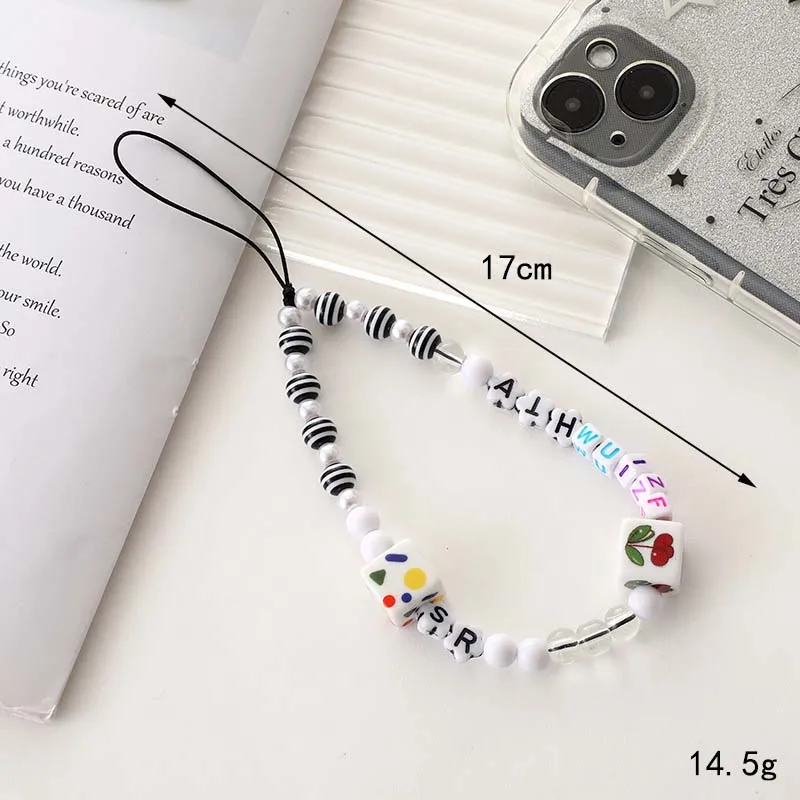 Trendy Colored Love Teddy Bear Bow Beaded Phone Chain Lanyard Star Butterfly Anti Slip Wristband Tellphone Case Rope Jewelry