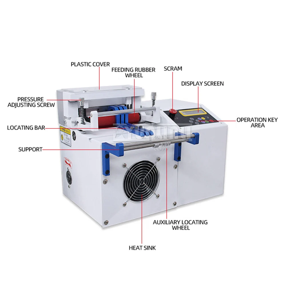 Mesin pemotong tabung otomatis layar Lcd 220V 1/4HP, mesin pemotong pipa mikro komputer, kertas Pvc lengan menyusut panas