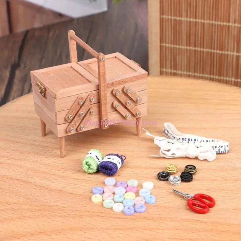 Retro Sewing Tools Thread Organizer Mini Furniture With Functional Design For Dollhouses Display