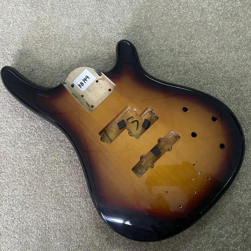 KB144 Active PJ Bass 5 String Version Unfinished Electric Bass Body Surface Paints Damages for DIY Sunburst Color in Solid Wood