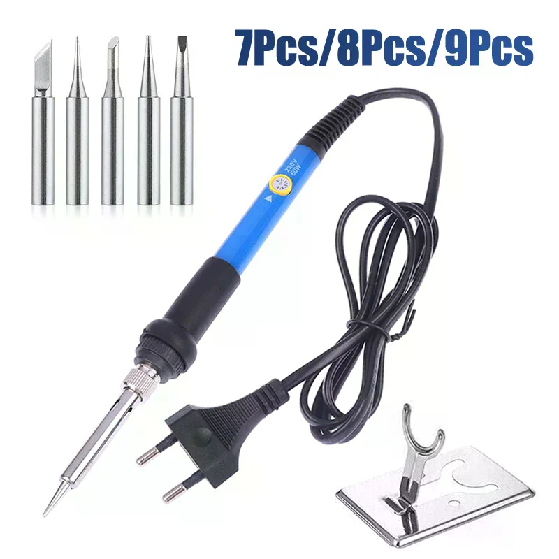 1/3/5/7/8/9pc 220V 60W Welding Adjustable Temperature Electric Soldering Iron Solder Rework Station Heat Pencil Tips Repair