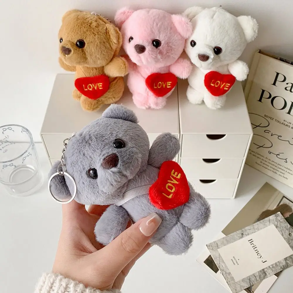 Amour coeur sac à dos ours jouets en peluche mignon dessin animé sac pendentifs décoratifs porte-clés suspendu Couple cartable charme en peluche jouet