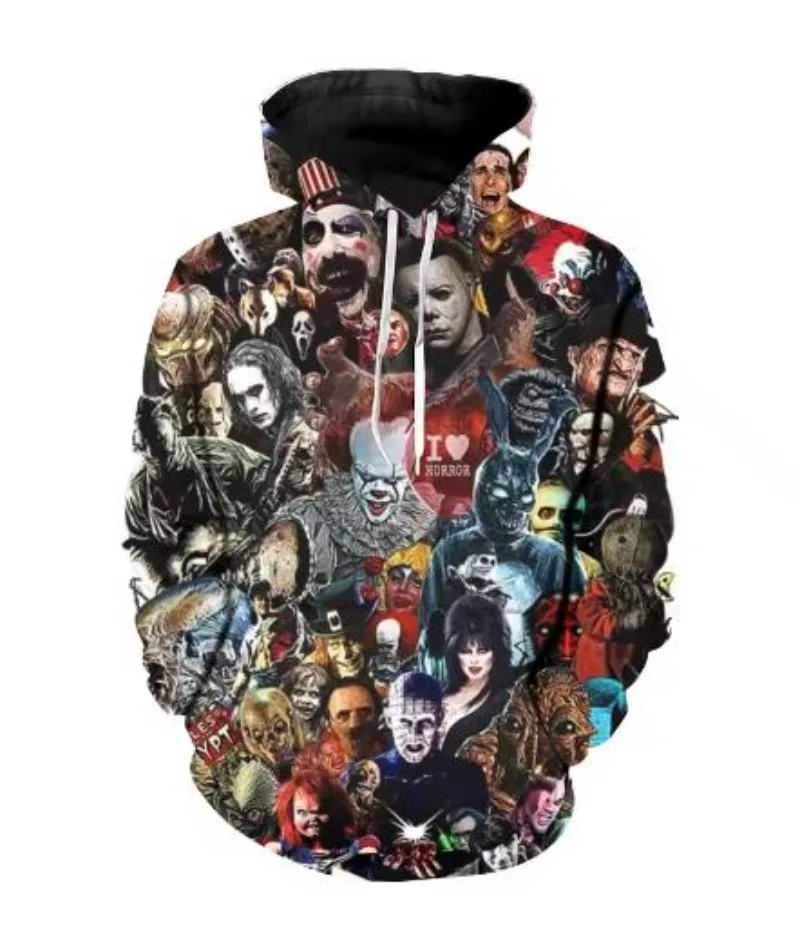 

New Arrival Personality Hoodies Horror Movies 3D Printed Pullover Men Women Casual Oversized Hooded Sweatshirts Cool Hoodie