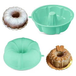 10 Inch Silicone Cake Pan for Bundt Nonstick Fluted Tube Pan for Cake Brownie Jello Cornbread Round Silicone Moulds for Baking