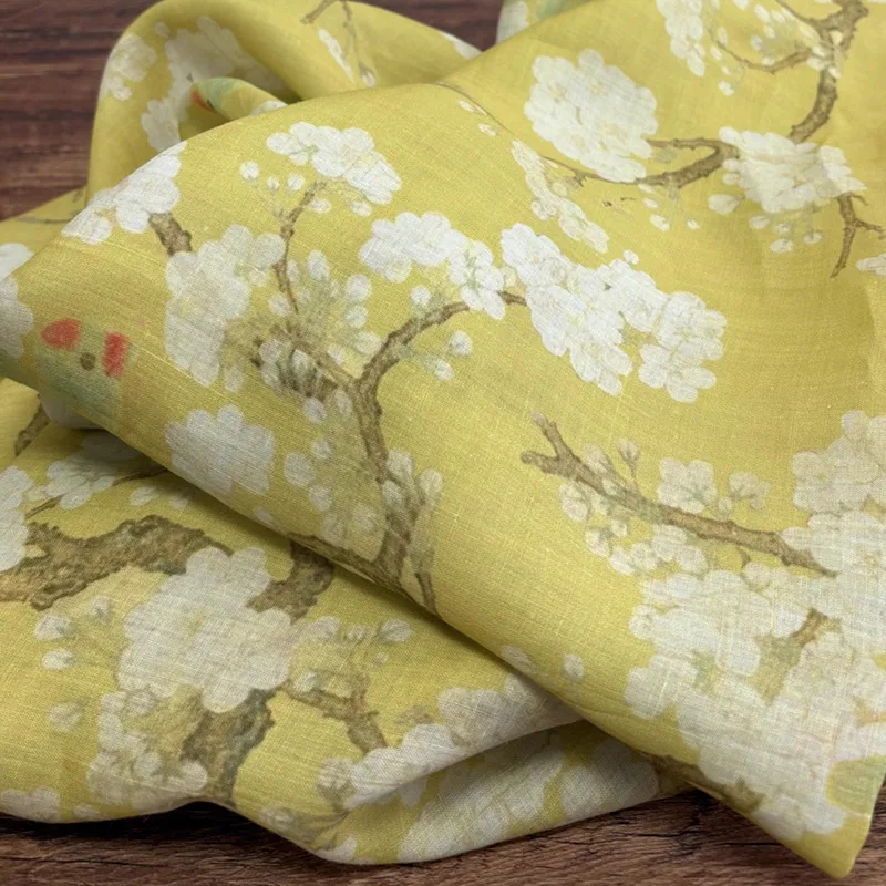 

Легкая ткань рами с принтом, 1 ярд, платья, брюки, рубашки, ткань Cheongsam Fabru, высококачественная брендовая ткань для пэчворка