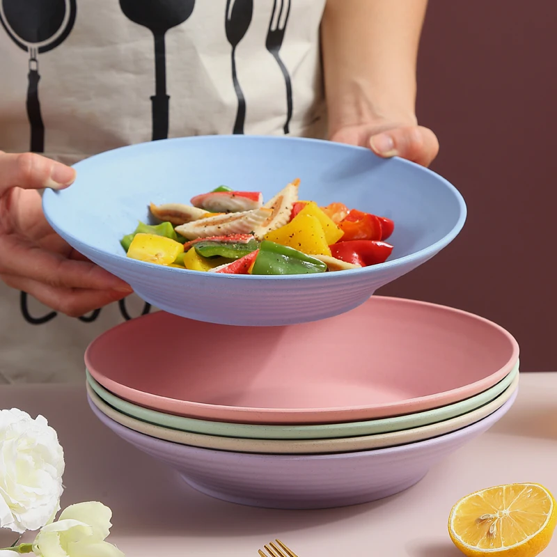

Deepened Plastic Dinner Plate Set Home Use Large round Di Deep Di Plate New Nordic Sle Dining Utensils