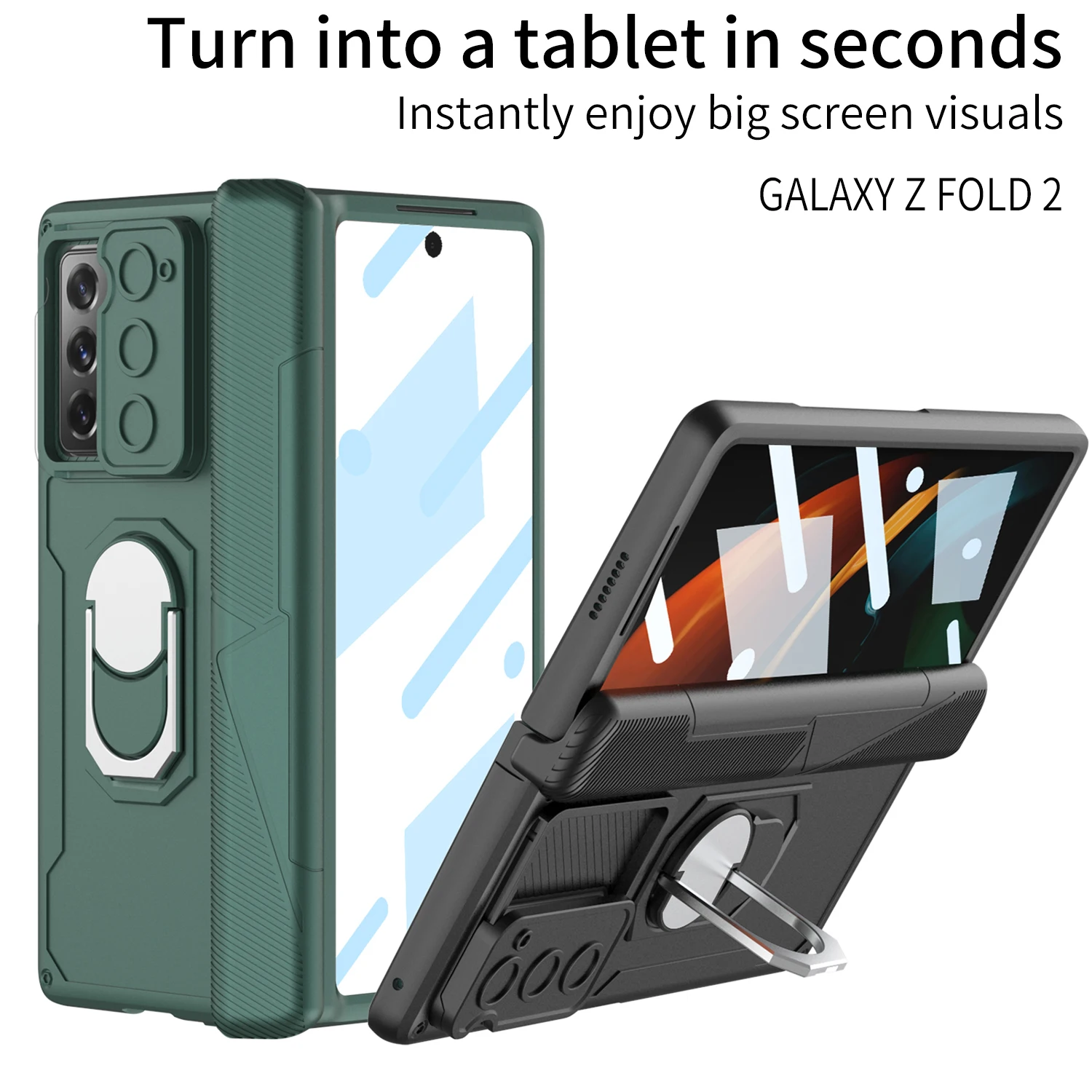 Magnetic Hinge Slide Lens Case For Samsung Galaxy Z Fold 2 Outer Glass Protective Ring Holder Hard Cover For Galaxy Z Fold5 Case