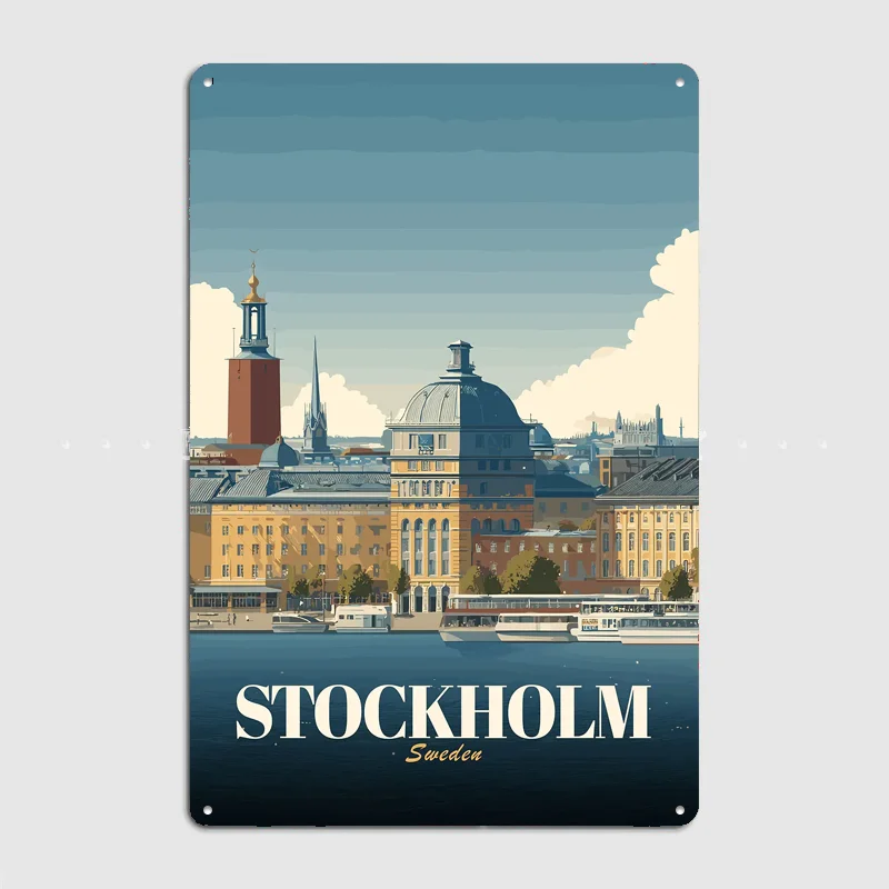 Stockholm Sweden Cityscape Travel Poster Metal Sign Life Wall Custom Bedroom Indoor Home Wall Decor Posters Room Decoration