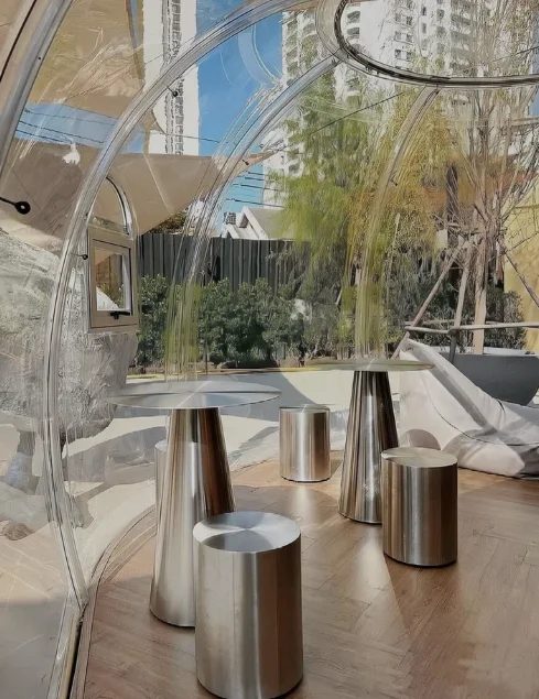 Luxury Stainless Steel Round Coffee Table, Designer Commercial Side Table for Milk Tea Shop, Cafe & Home Decor