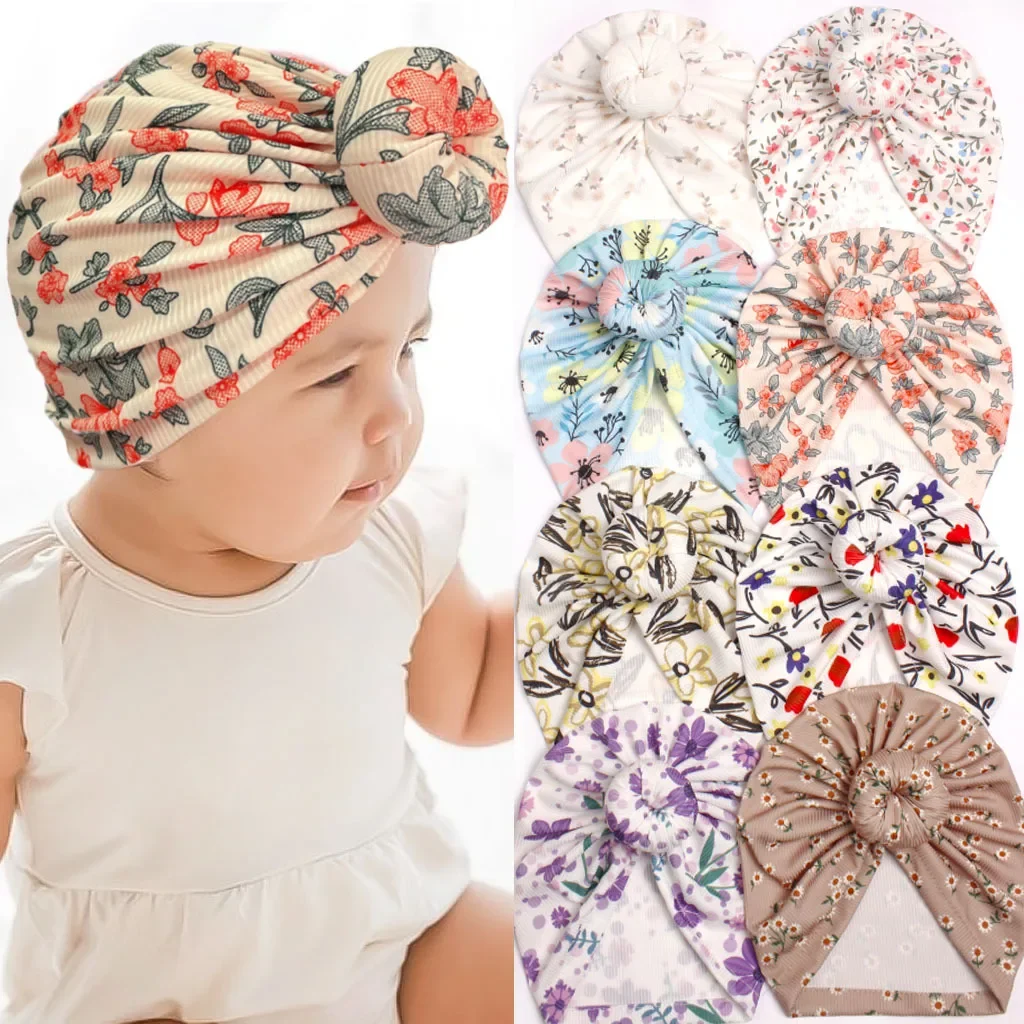 New Flower Baby Hat Toddler Turban Infant Head Wraps Kids Bonnet Newborn Toddler Beanie Cap for 0.5-6 Years Old Baby Headband