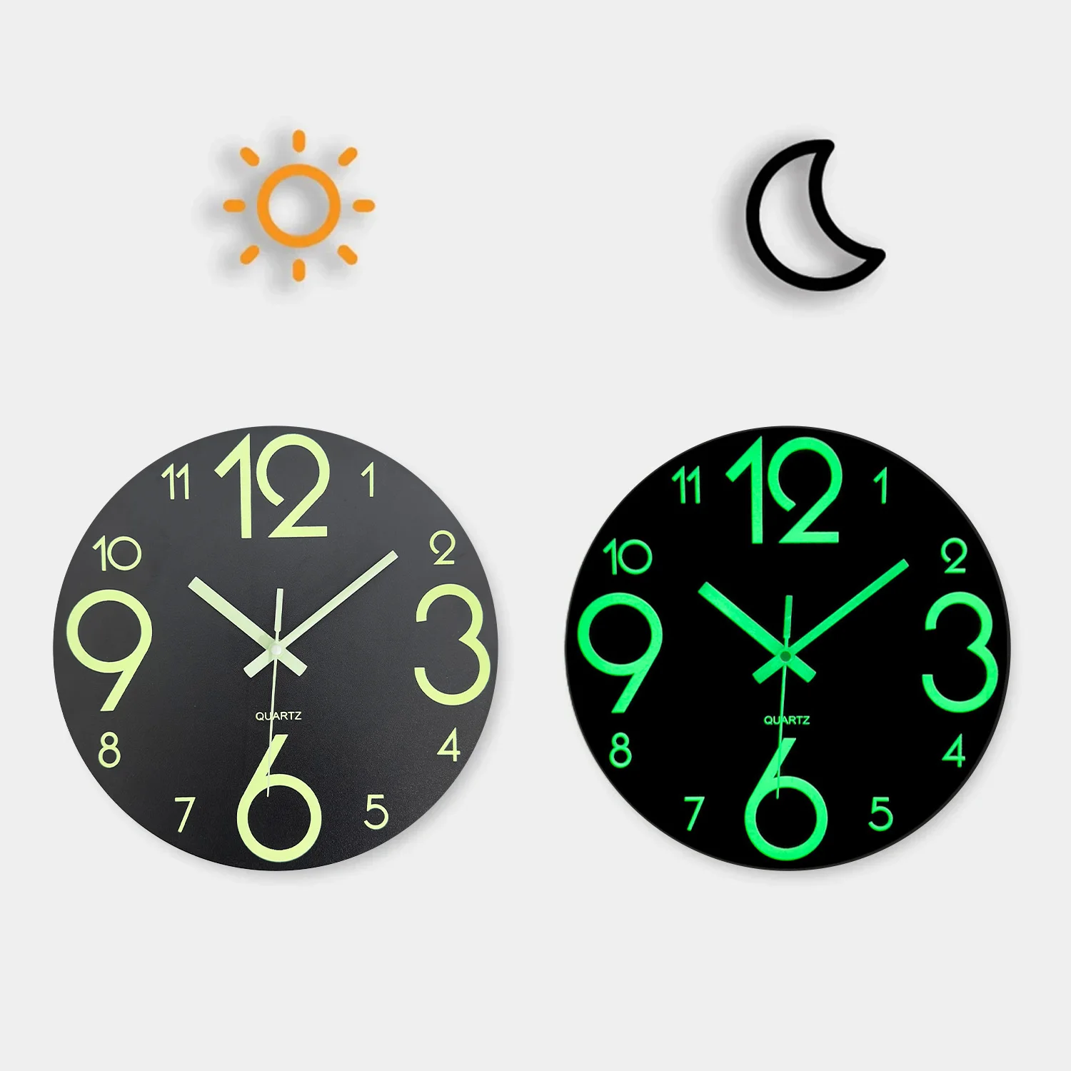 1pc hölzerne schwarze im Dunkeln leuchtende Wanduhr, moderne einfache zu Hause stille Uhr, kann in der dunklen Nachtlicht wanduhr leuchten
