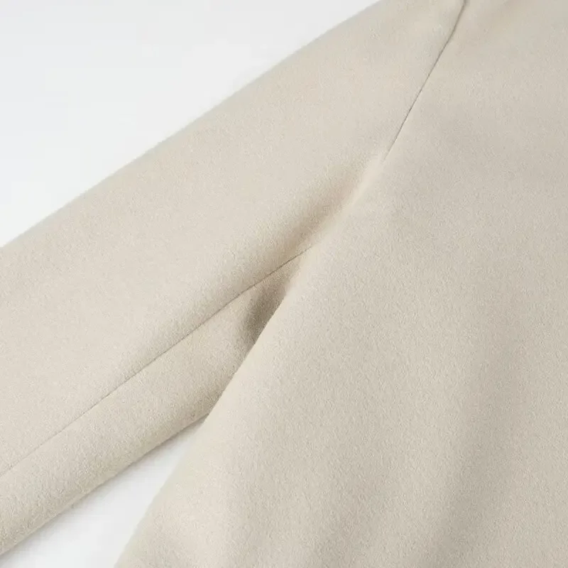 2024 herbst Winter Mode Quaste Einfarbig Oansatz Mantel WomanLoose Temperament Lange-sleeve Tasche Mantel Weibliche Streetwear – Detail 10