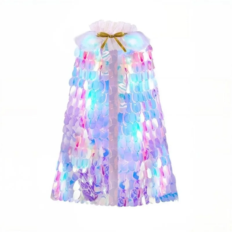 مجموعة أزياء الأميرة حورية البحر المضيئة بإضاءة LED المتوهجة، إكسسوارات رأس ترتر سباركلي، فكرة هدية عيد ميلاد للاحتفال باللعب الأدوار