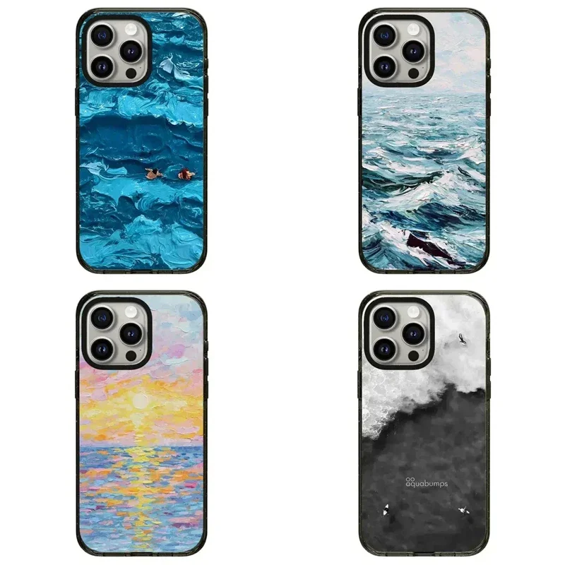 

2.5 Acrylic Ocean Pattern iPhone 11 12 13 14 15 Pro Max Protective Case