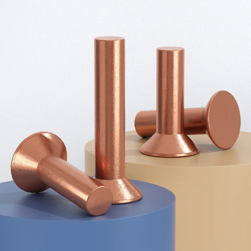 2-200pcs Countersunk Purple Copper Rivets M2 M2.5 M3 M4 M5 M6 M8 Flat Head Solid Hand Knock Rivet Length=3/4/5/6/8/10/12-50mm