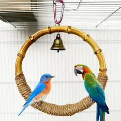 Bird Swing for Parrot Cage, Bite Resistant, Crisp Bell, Bamboo Bird Toy, Playing Toy, Pet Supplies