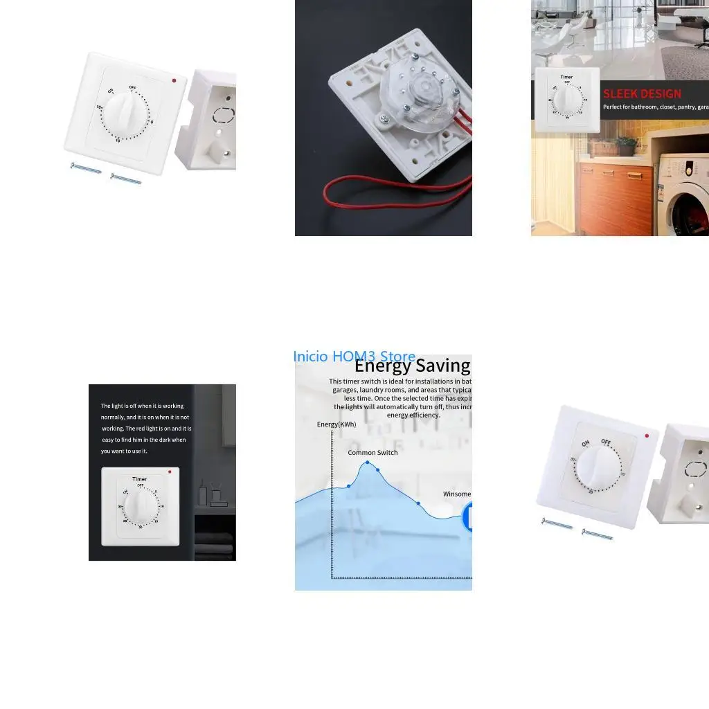 A5YD Mechanical Timer Switches Light Switches Socket for Bathroom Fan, Light