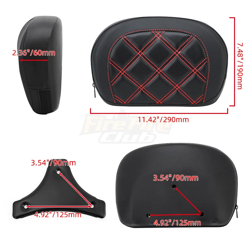 Motorcycle Parts Sissy Bar Detachable Passenger Backrest Pad For Harley Touring Street Glide Road King Road Glide 1996-later