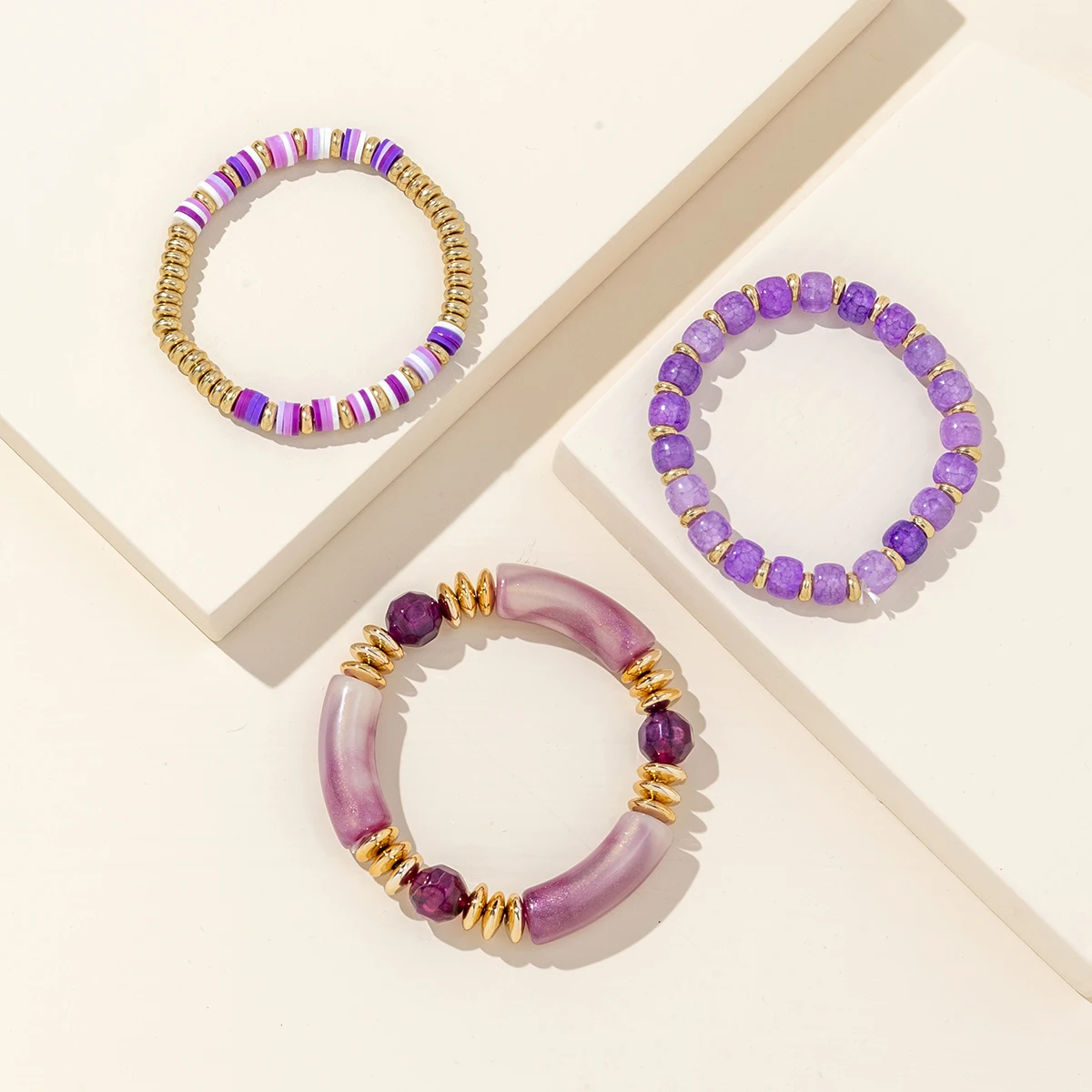 

3PCS Beaded Bracelet for Women Acrylic Bead Bracelet