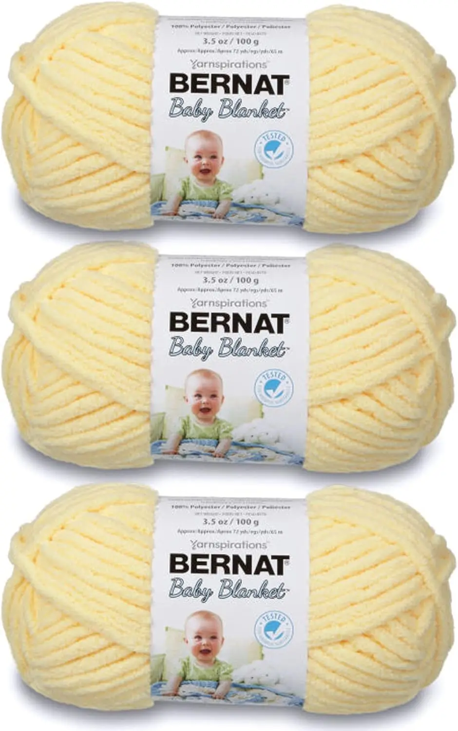 

Super Bulky Yarn for Knitting Crochet, 3 Pack 100g Each, Soft Polyester Chenille, 72 Yards per Ball, Baby Yellow