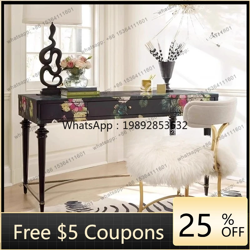 LYY American light luxury pure hand-painted dresser solid wood with drawers Roman column design custom makeup table simple
