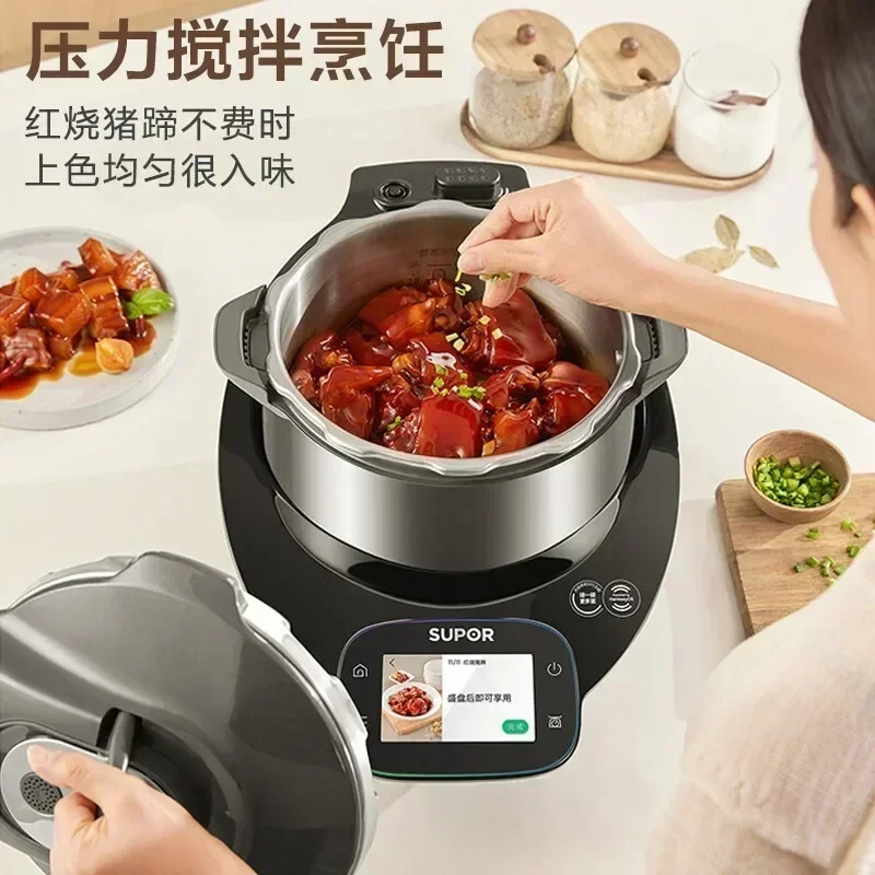 New home automatic multifunctional kitchen robot for frying, pressure cooking and cooking.