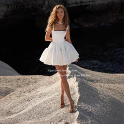 Xijun Ivory Mini Prom Dresses Simple Birthday Party Dresses Ruffled Fluffy Prom Gowns A-Line Square Collar Evening Dresses 2023