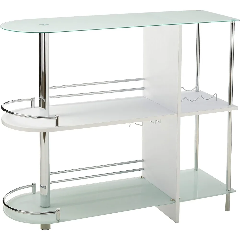 

Bar Table with Two Tempered Glass Shelves, White