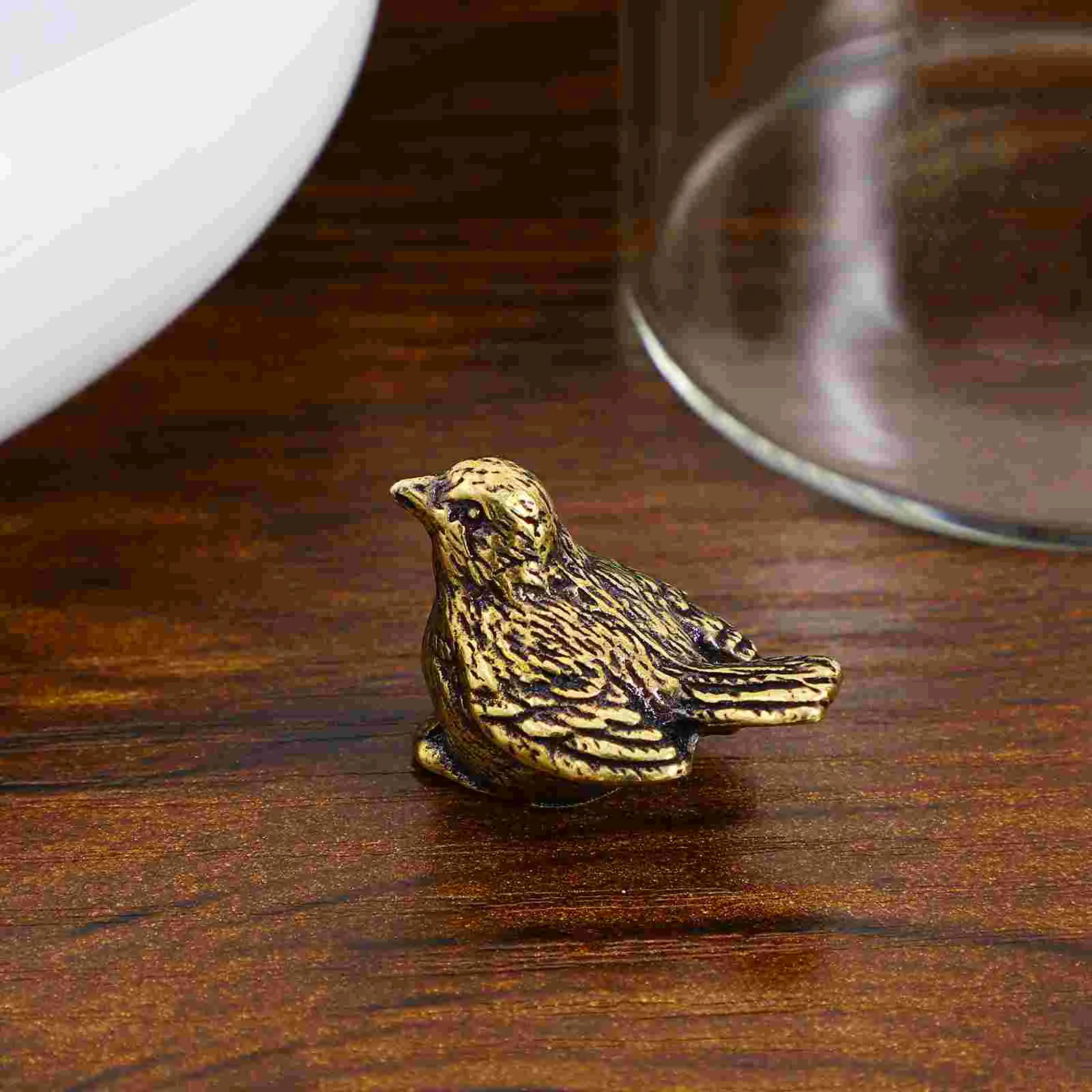 Brass Sparrow Desktop Statue Decorations Creative Bird Exquisite Golden Tabletop Craft