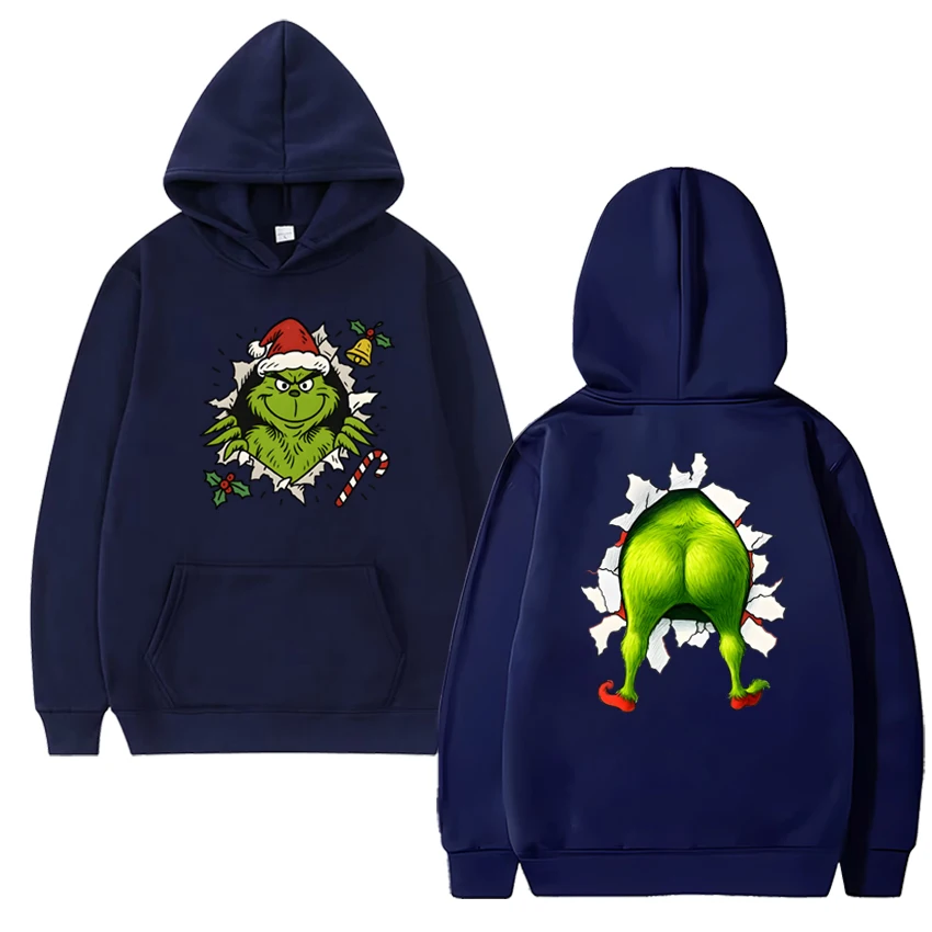 Sweat à capuche de noël drôle Humor Grinch unisexe vacances mignon vert film imprimé pull 2025 hommes femmes polaire sweat-shirt à manches longues