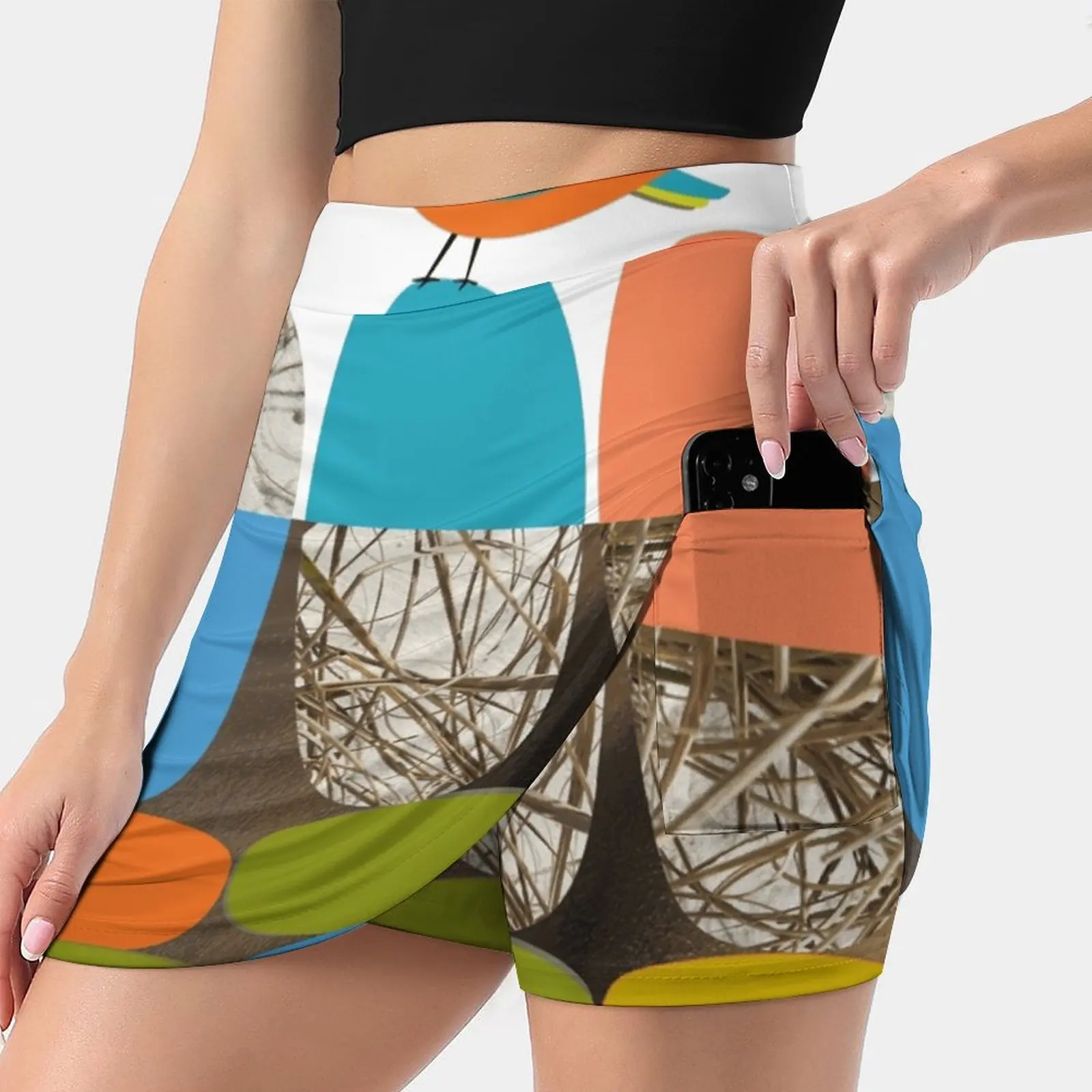 The Guardian Women's skirt With Pocket Vintage Skirt Printing A Line Skirts Summer Clothes Bird Nesting Nest Collage Whimsy