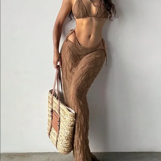 Seductive Bikini Adjustable Triangle Seaside Bikini Skirted Layered Pleated Bikini Tropical Seaside Paradise Swimwear