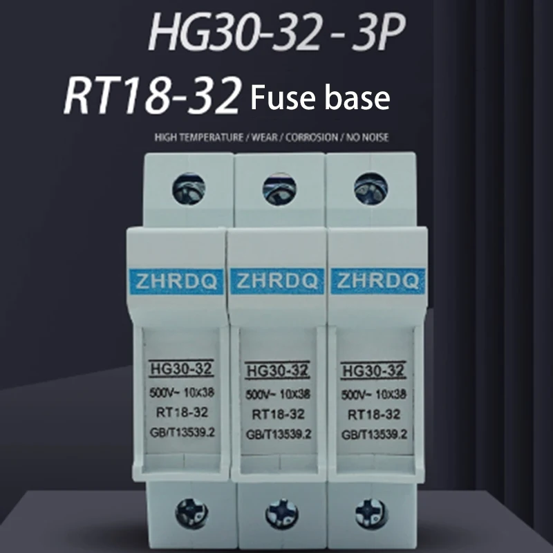 Fuse base HG30-32 3P R015 RO15 10x38mm 10*38mm 500V ceramic fuse holder