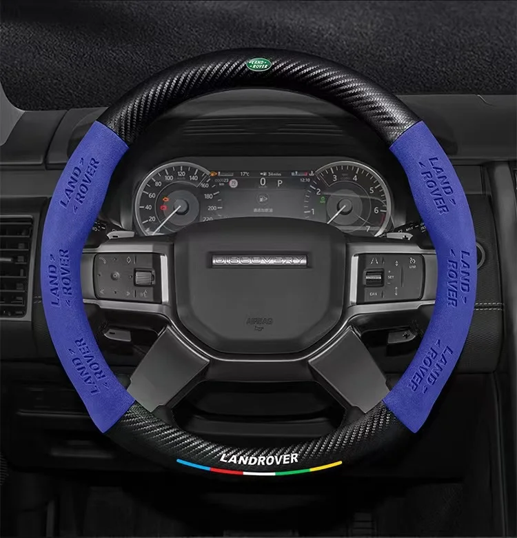 For Land Rover Range Rover SportDiscovery Evoque Velar Freelander Defender Car Anti-slip Suede Carbon Fiber Steering Wheel Cover