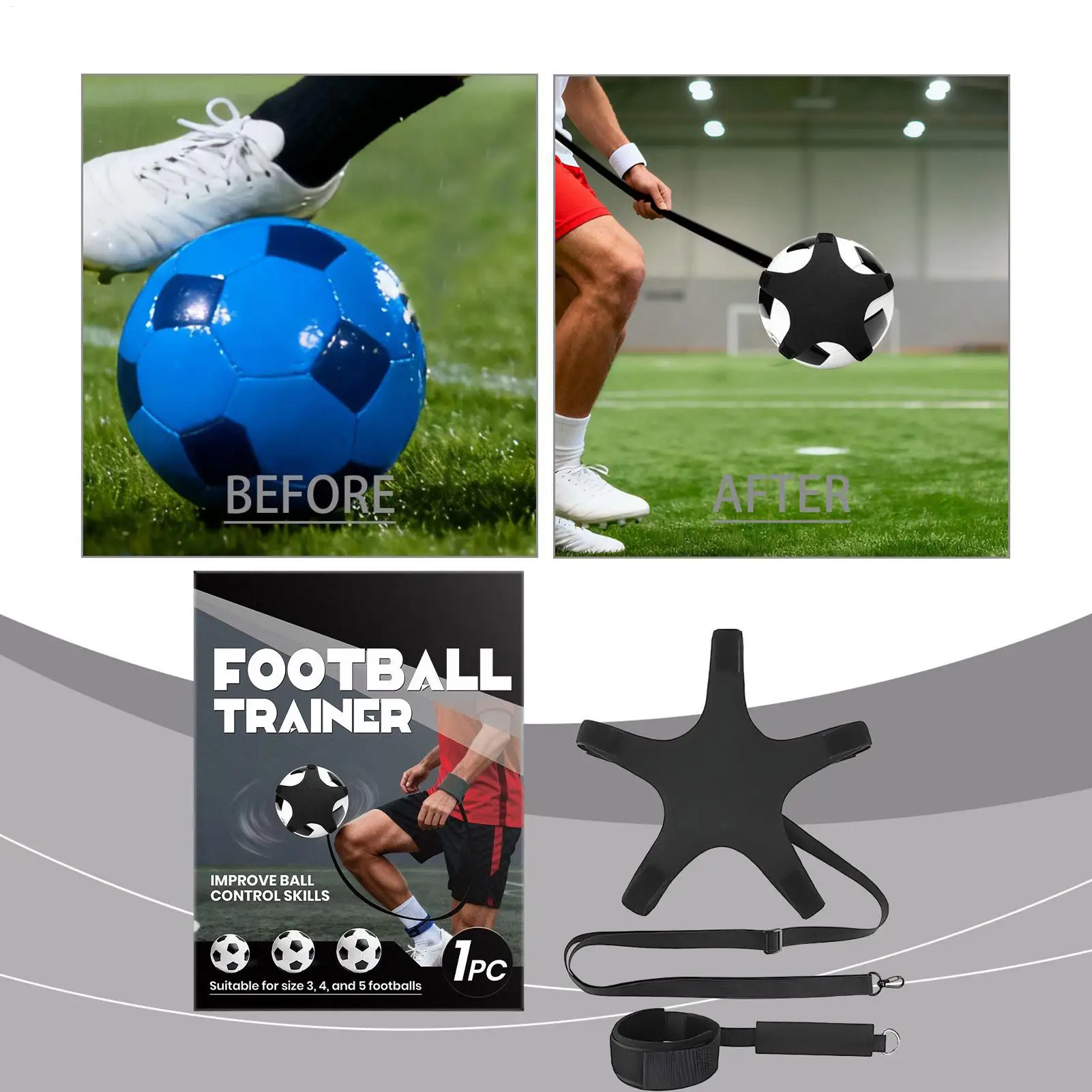 مدرب كرة القدم المنفرد، مدرب ريبوندر قابل للتعديل مع سوار معصم محمول لتدريبات كرة القدم للأطفال والشباب #2