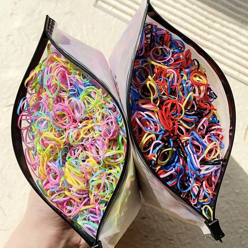 500/1000Pcs/Set Hair Bands Colourful Disposable Rubber Band Ties Headband Children Ponytail Holder Bands Kids Hair Accessories