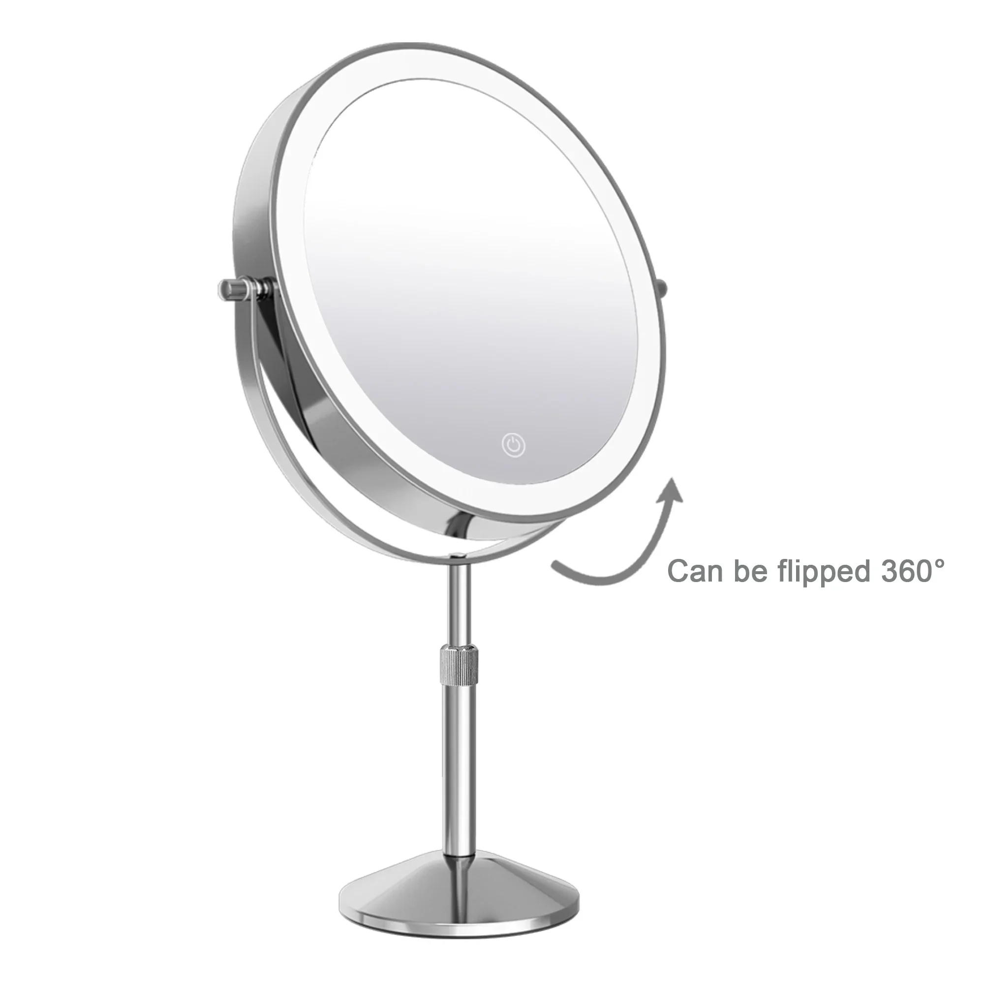 

Зеркало для макияжа TUSHENGTU со световой лампой, 10-кратное увеличение, 3 цвета, регулируемая яркость, стоящее косметическое зеркало