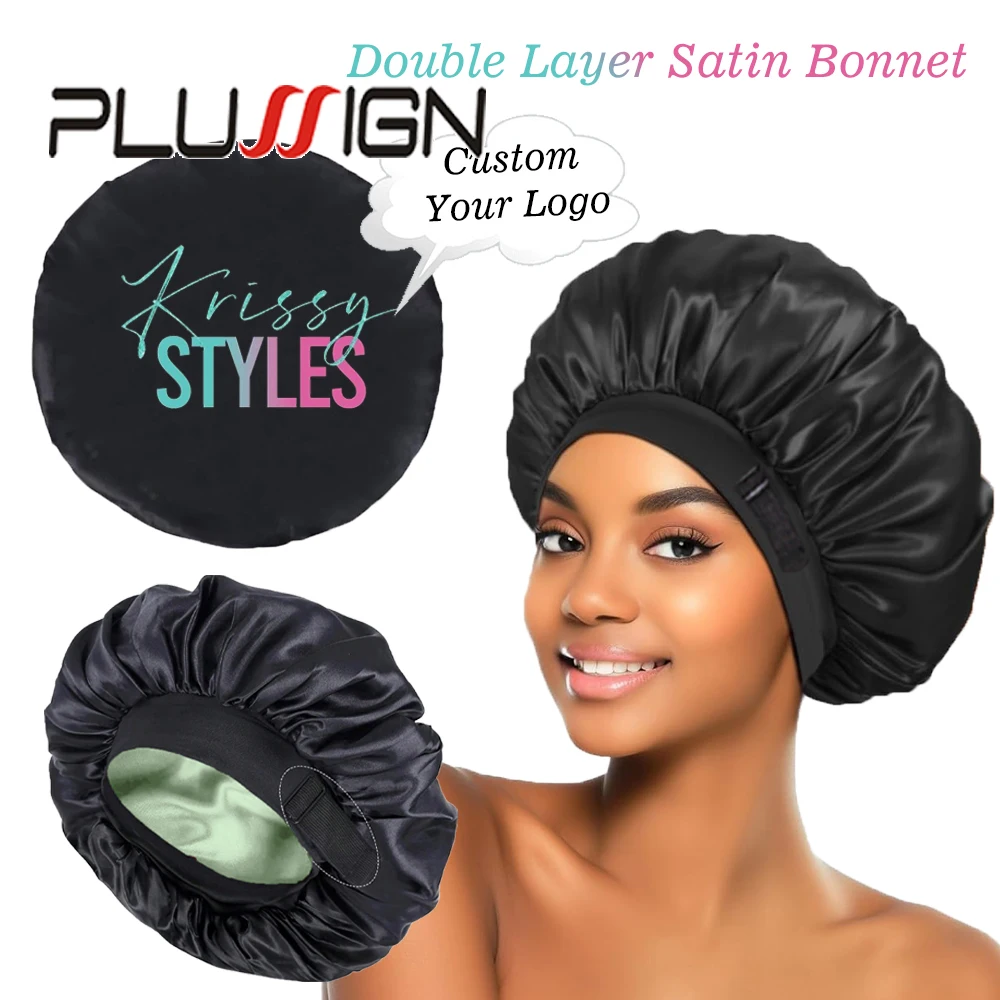 Night Sleeping Cap With Your Logo Satin Bonnets For Women 5Pcs Double Layer Satin Bonnet With 1.5cm Adjustable Elastic Band