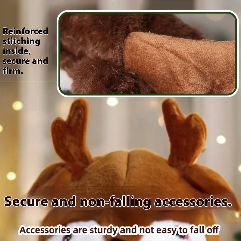 Ciepłe, urocze i wygodne czapki świąteczne z ruchomymi uszami, dekoracje na imprezy, nakrycia głowy, prezenty świąteczne dla dorosłych i dzieci.