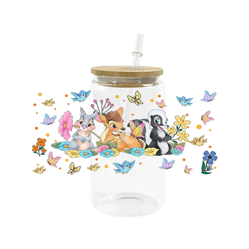 Najwyższa jakość Miniso 3D Cartoon Sika Deer Naklejka 16oz UV DTF Cup Wrap Transfers Naklejki Zmywalne Niestandardowe Logo DIY Naklejka na kubek