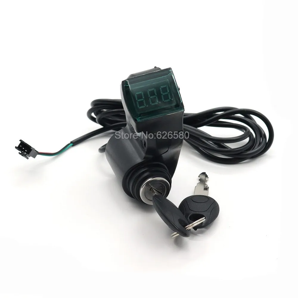 LCD Display Panel Thumb Throttle Voltage Key Switch Lock 2M Length Wire With Power Switch For Electric Bike/Scooter/Ebike Parts