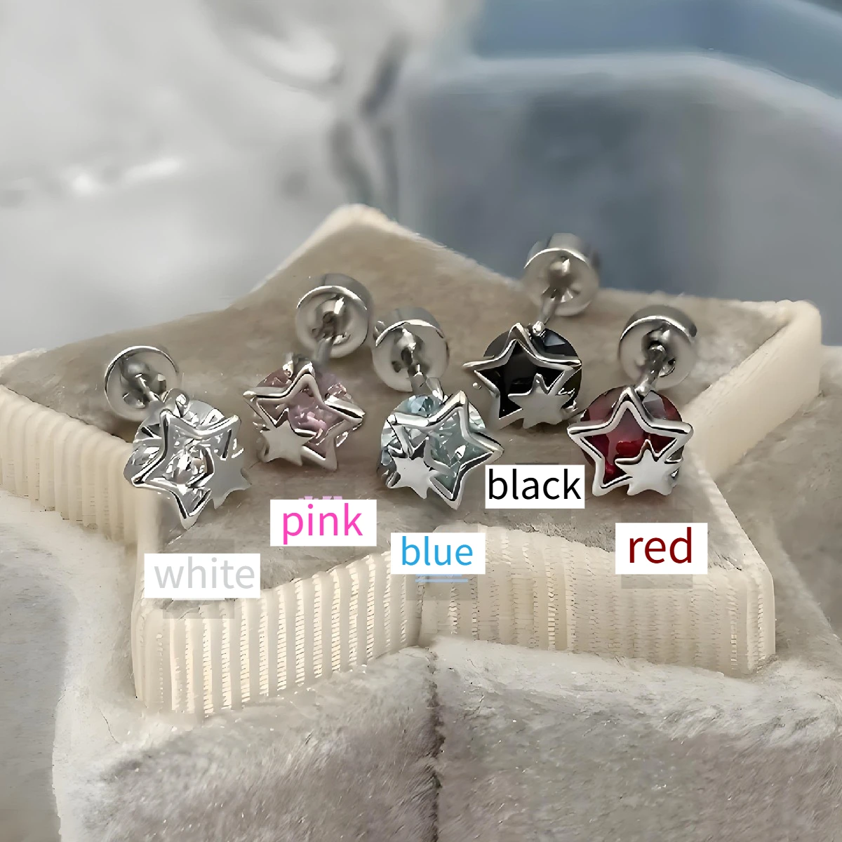 Süße, coole Fünf-Punkt-Stern-Knorpel-Ohrstecker, Zirkon-Ohrringe aus Titanstahl für Frauen, High-End-Ohrschmuck im Ins-Stil
