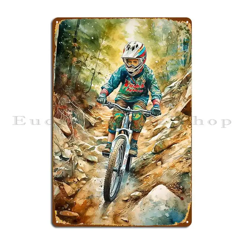 Downhill Mountain Bikers Metal Plaque Poster Rusty Club Personalized Designer Classic Tin Sign Poster