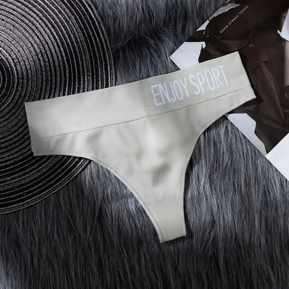 

Soft Middle Waist Seamless Panties Solid Color Sports Panties Women Thong Underpants Female Lingerie Sports Briefs Fitness