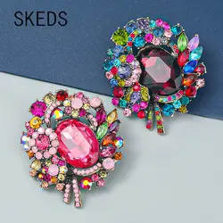 SKEDS Luxury Big Size Women Colorful Rhinestone Badges Brooch Exaggerated Decoration Boutique Shiny Jewelry Accessories For Lady