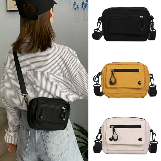 Damskie torebki płócienne koreańska mini torba studencka telefon komórkowy prosta mała torebka typu crossbody na co dzień damska torba na ramię z zamkiem błyskawicznym